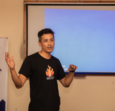 Tara Gurung Profile Picture while leading a meetup session in Pokhara